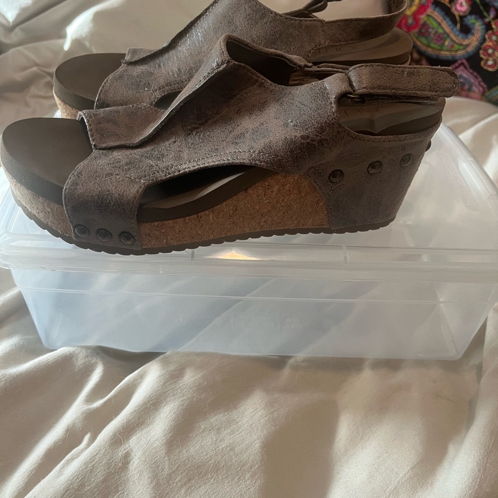 Corkys Brown Wedge Carley Shoes Stylish Comfort